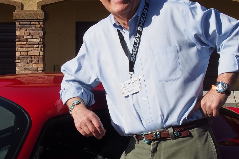 OLYMPUS DIGITAL CAMERA Peter Brock in front of his own Shelby Cobra(R) Daytona Coupe, which he designed and which hit record speeds at Lemans in 1964 and won international acclaim, as well as taking the GT win at 1965 FIA Championships. (Photo: R. Naas)