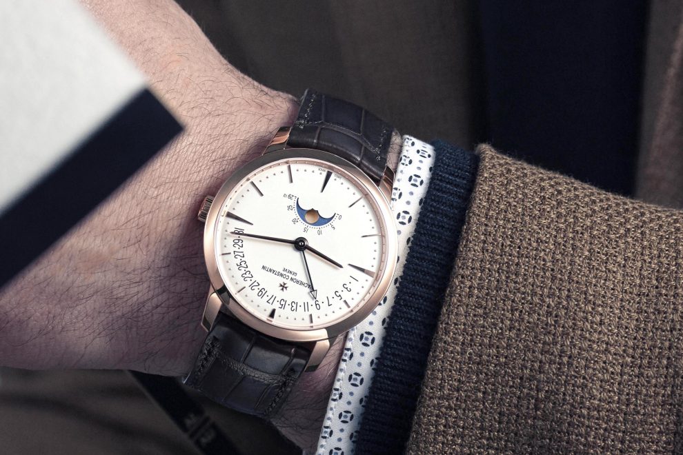 Astronomy Social Media Shooting Vacheron Constantin's Patrimony Moonphase Retrograde Date watch brings astronomy subtly to the wrist.
