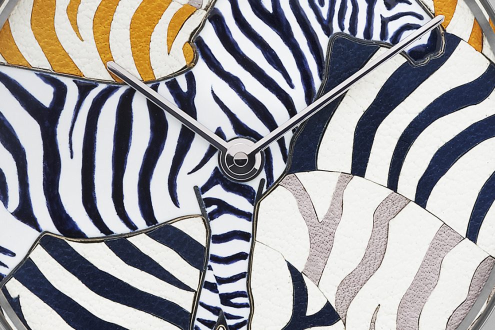A close-up look at the Hermes Slim d'Hermes Zebres de Tanzanie watch