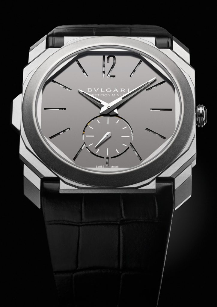 Bulgari Octo Finissimo Minute Repeater set the record as the thinnest hand-wound watch on the market. 