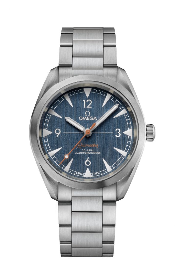 The the denim-inspired Seamaster Omega Co-Axial Master Chronometer Railmaster watch is sold with either a denim NATO strap or a steel bracelet. 