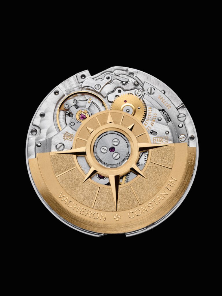 The Manufacture-made movement is the Overseas 2460WT with compass rose-inspired rotor 