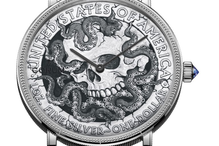 Corum Heritage Hobo Coin made of a sterling silver $1 dollar coin.