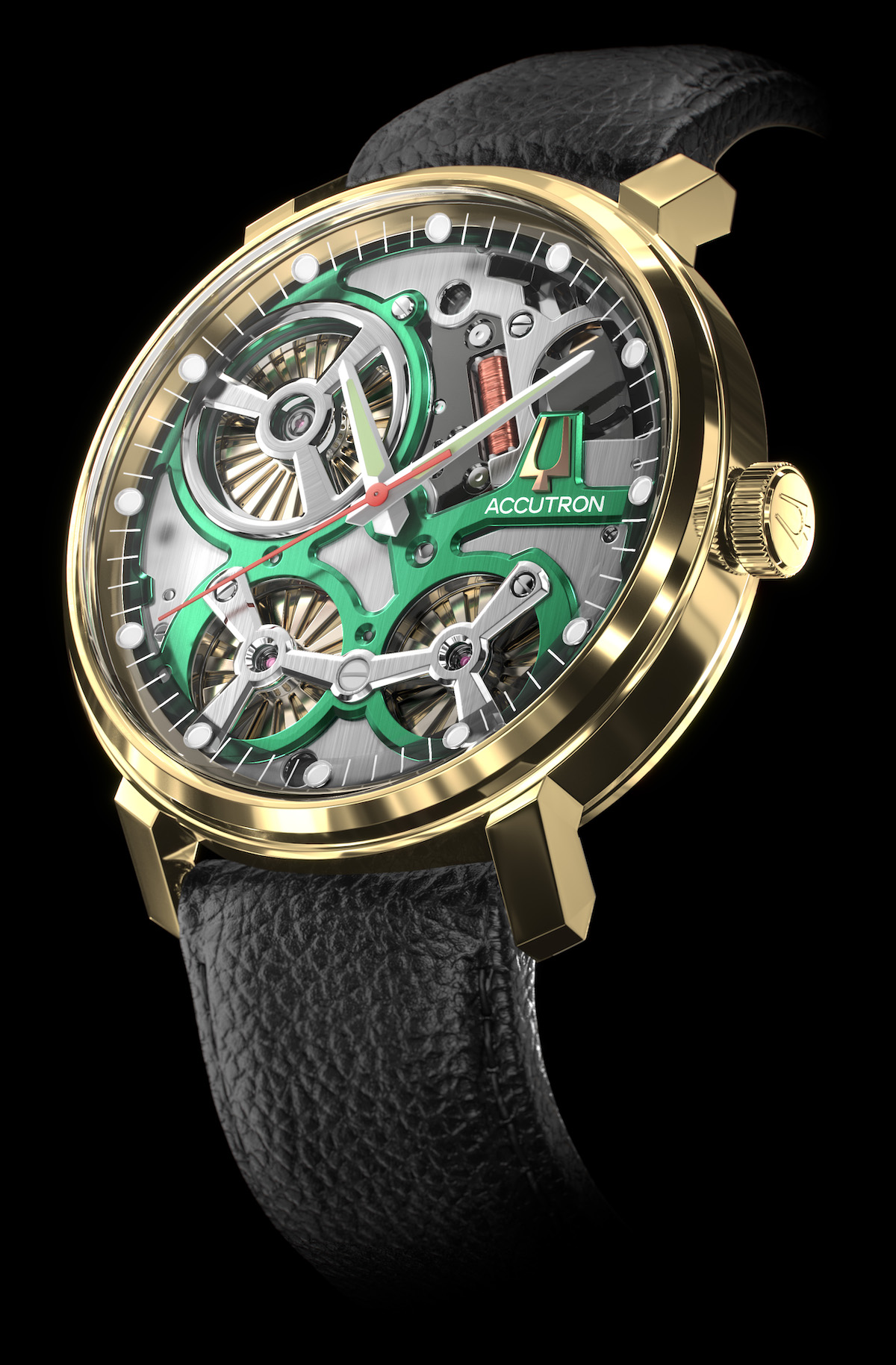 Accutron Spaceview watch with electrostatic energy movement. 