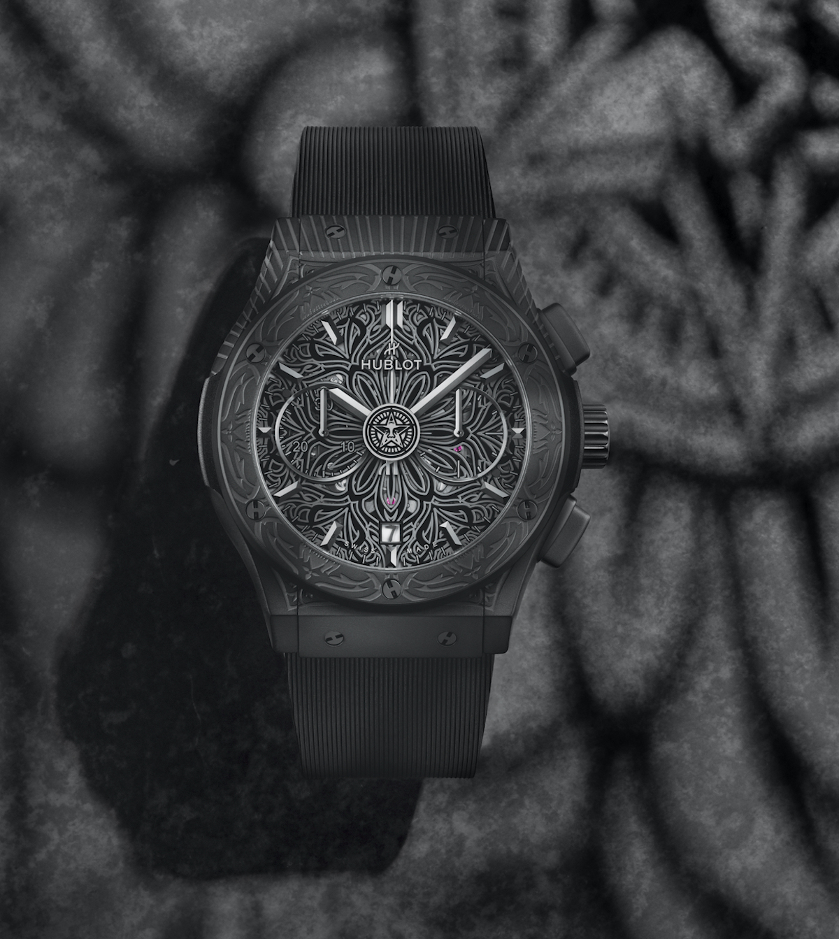 Hublot Classic Fusion Aerofusion Chronograph All Black Shepard Fairey watch.