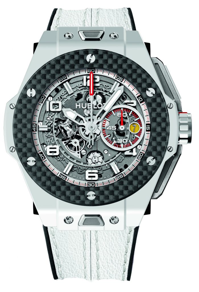 Hublot Big Bang Ferrari White Ceramic watch, owned by Patrick Reed, Masters winner. 