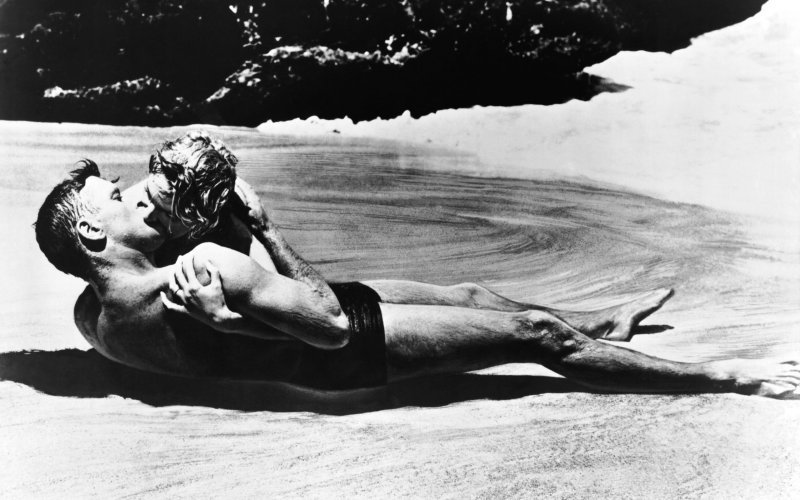 One of the sexy beach scenes from the movie, "From Here to Eternity"