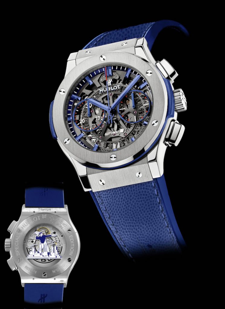 There will be 40 titanium Hublot Classic Fusion Aerofusion Limited New York Edition watches made in honor of the partnership with the New York Giants. 