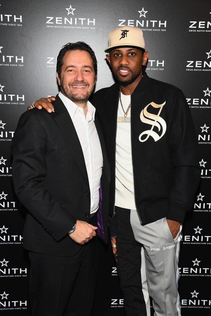  CEO of Zenith Julien Tornare (L) and rapper Fabolous pose as Zenith Watches and Swizz Beatz celebrate the launch of The Defy Collection at the Angel Orensanz Center on November 30, 2017 in New York City. (Photo by Dave Kotinsky/Getty Images for Zenith)