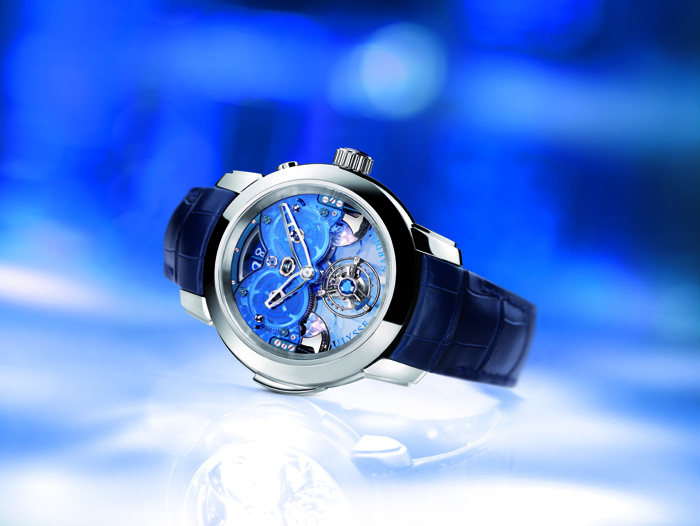 The Ulysse Nardin Imperial Blue is a work of art and technical mastery with blue sapphire plate, Tourbillon and Grand Sonnerie   Westminster carrillon. 