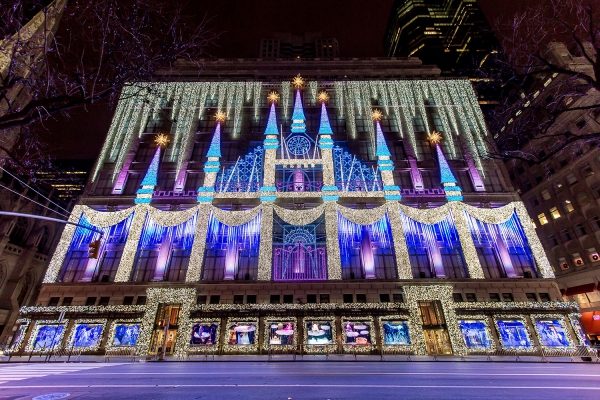 The incredible light show at Saks Fifth Avenue.