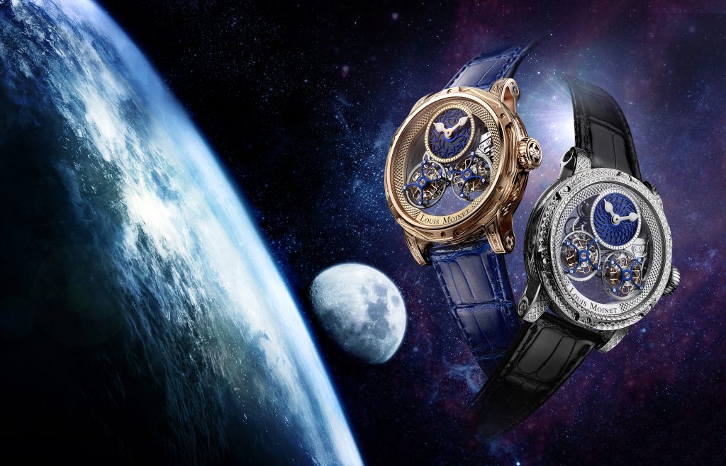 Louis Moinet Acasta and Dhofar watches with billion+-year-old Earth and Moon rock. 