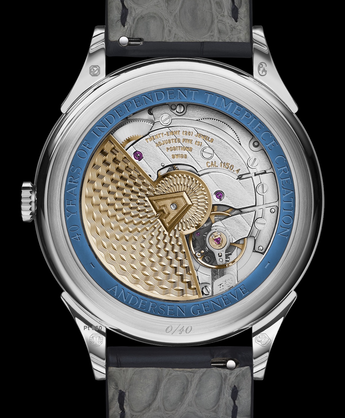 Andersen Genève platinum 40th Anniversary Jump Hour watch. 