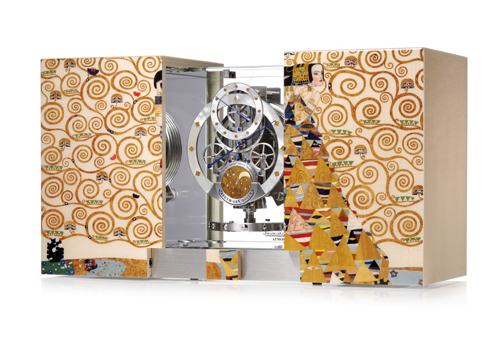Special Edition Atmos Marqueterie clock, inspired by Gustav Klimt's work. 