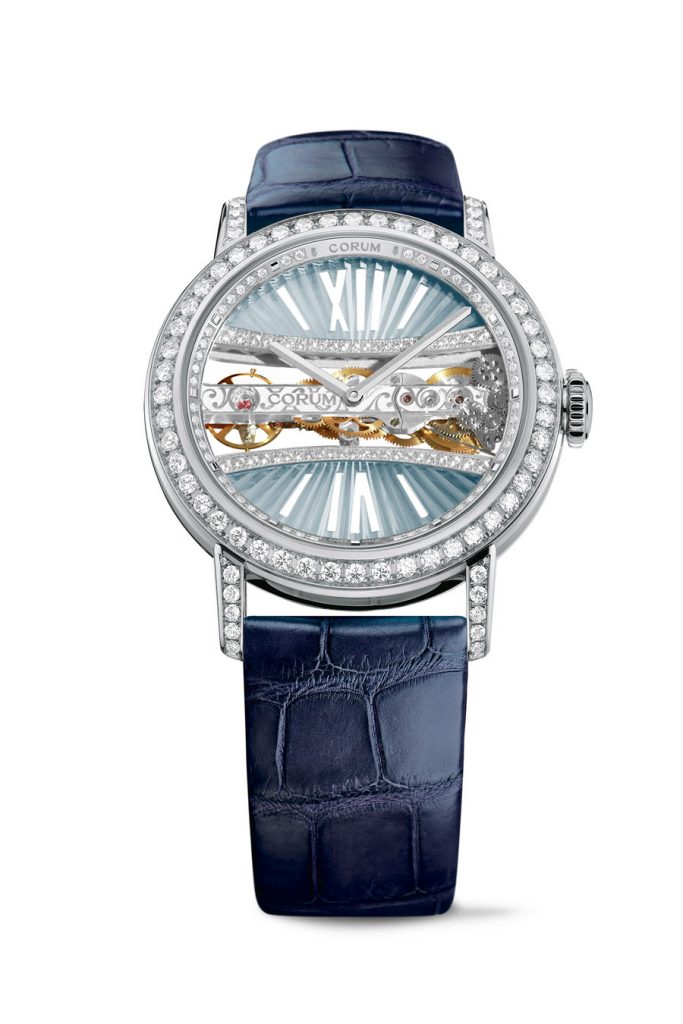 A painter's palette of colors is being offered in the new Corum Golden Bridge round women's watch. 
