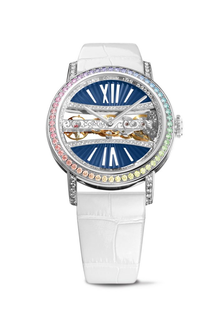 The new Corum Bridge Golden Bridge round watch for women is offered with a host of stunning diamond and gemstone setting.