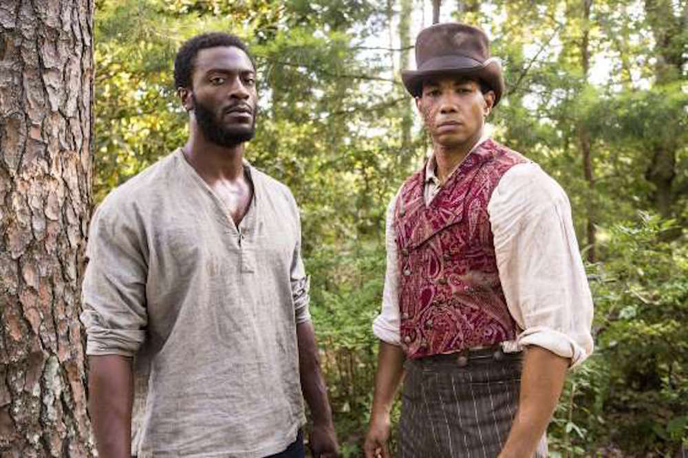 Aldis Hodge (left) in the WGA American TV series, Underground, a role Hodge says has been pivotal for him. 