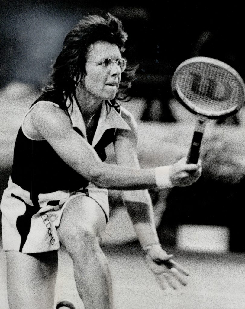 Billie Jean King in the famous match against Bobby Riggs. 