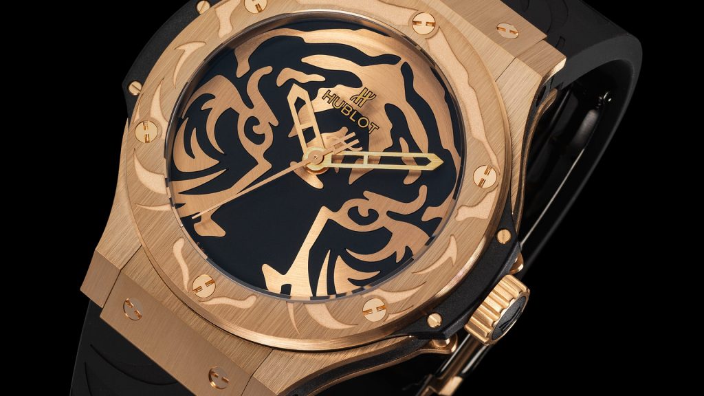 Hublot offers three watches in its first collection to benefit the Black Jaguar White Tiger Foundation. 