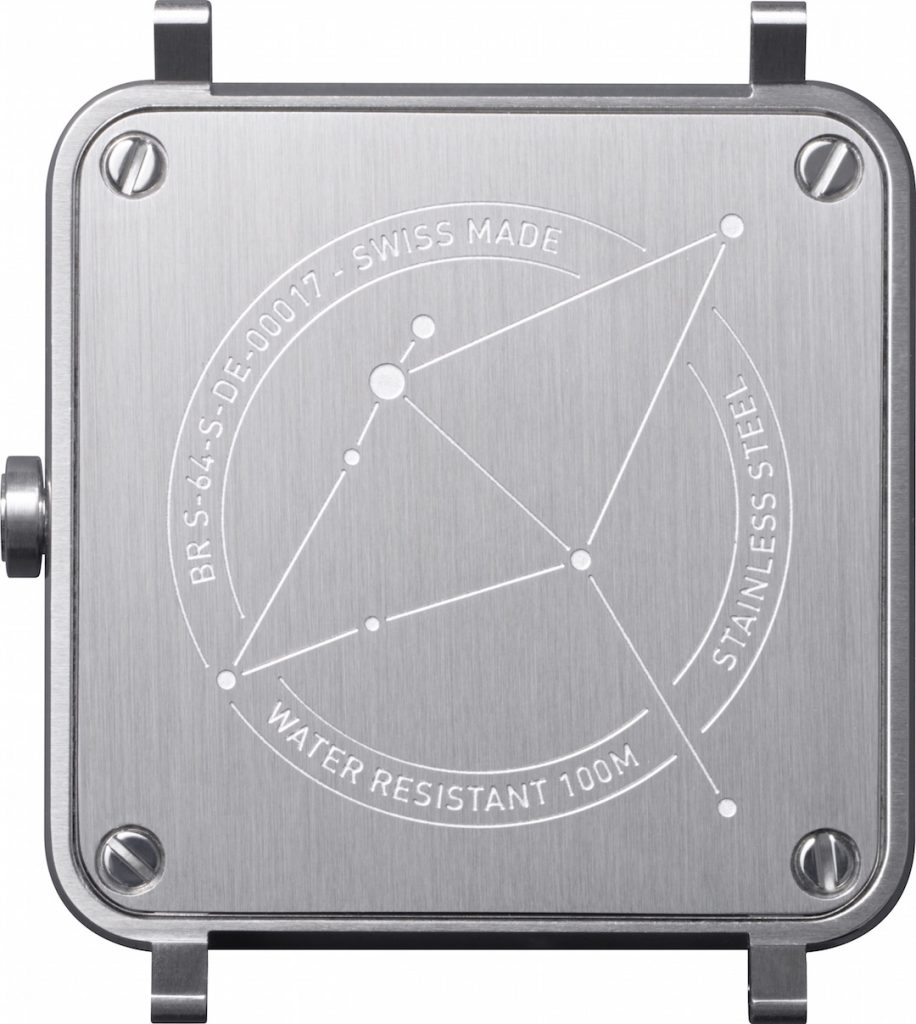 The caseback features the constellation engraving. 