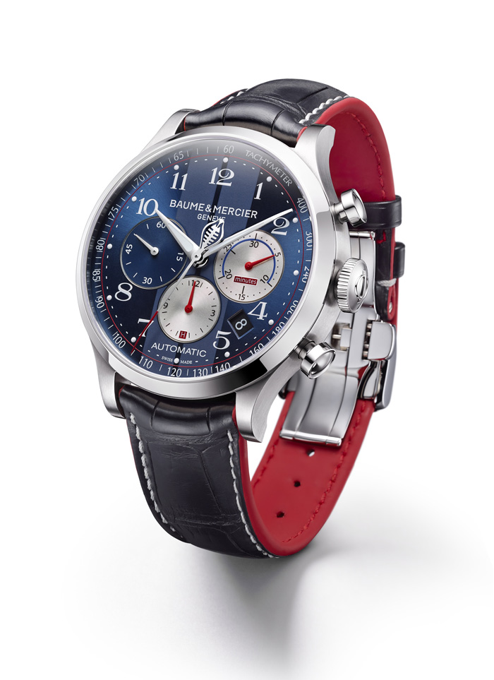 The steel version of the Capeland Cobra has a blue strap with a racecar red inner lining