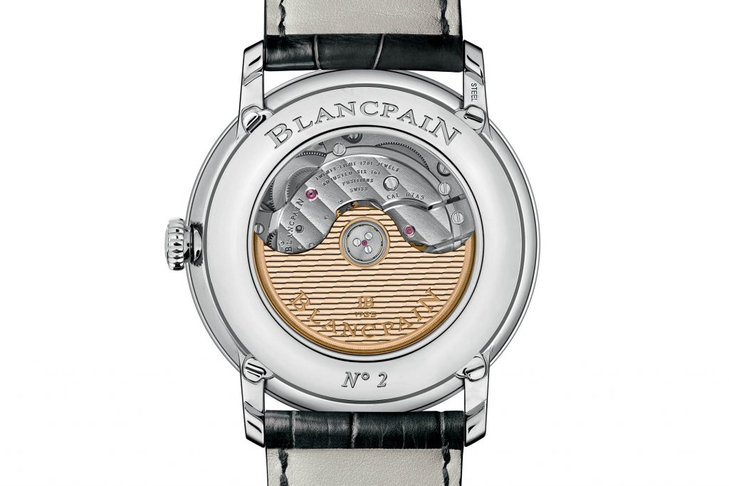 The movement has been updated in the Blancpain Complete Calendar GMT watch. 