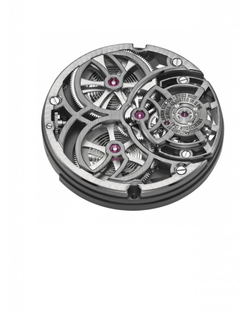The watch is powered by the highly skeletonized ATC11-S in-house movement