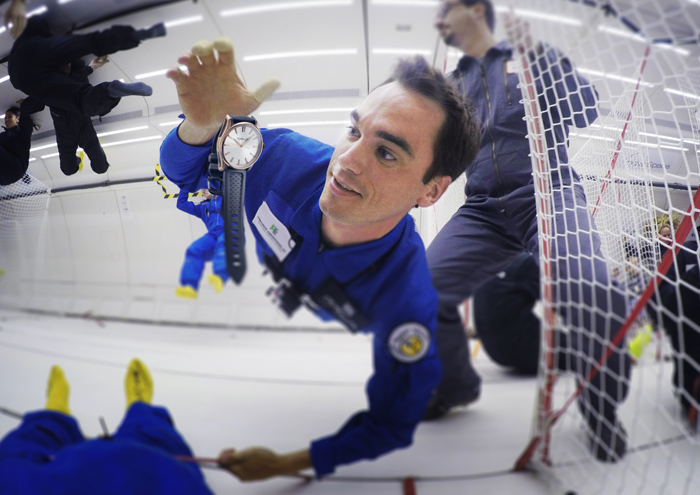 Edouard Meylan in Zero Gravity with new Pioneer Centre Seconds watch