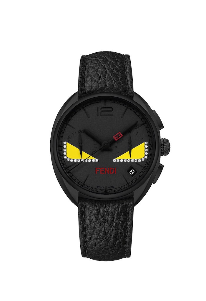 Fendi Momento Bag Bugs watch with diamond accents. 