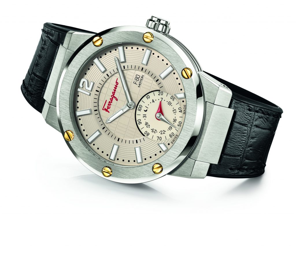 Ferragamo F-80 Motion watch offers activity tracking, adaptive coaching, sleep monitoring and time zone synchronization. 