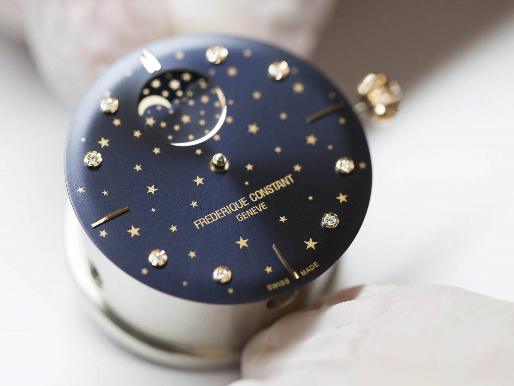 The Frederique Constant Slimline Moonphase Stars Manufacture watch, made in house. 