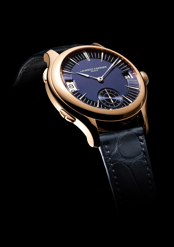 Laurent Ferrier's Galet Traveller offers date and dual time zone indication, changeable forward or backward in one hour increments. 