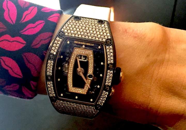 This Richard Mille RM037 NTPT(R) Carbon Set watch features 250 diamonds. 