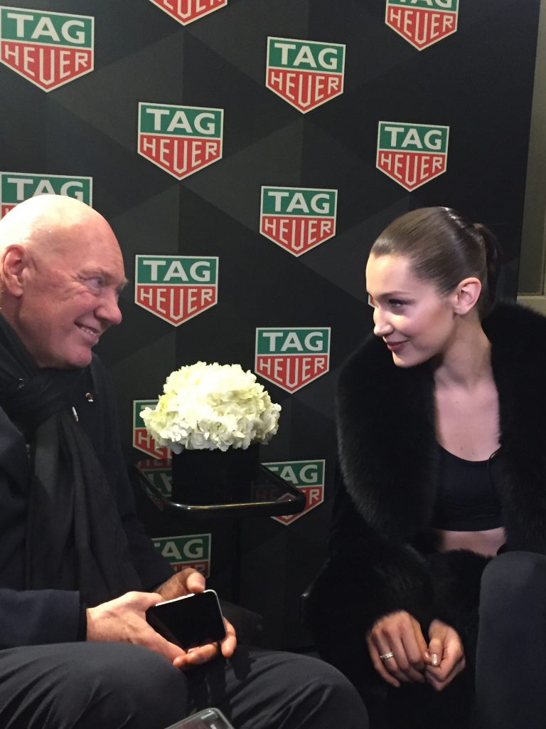 Super Model Bella Hadid with TAG Heuer CEO Jean-Claude Biver as they talk about time, disconnecting and not cracking under pressure. 