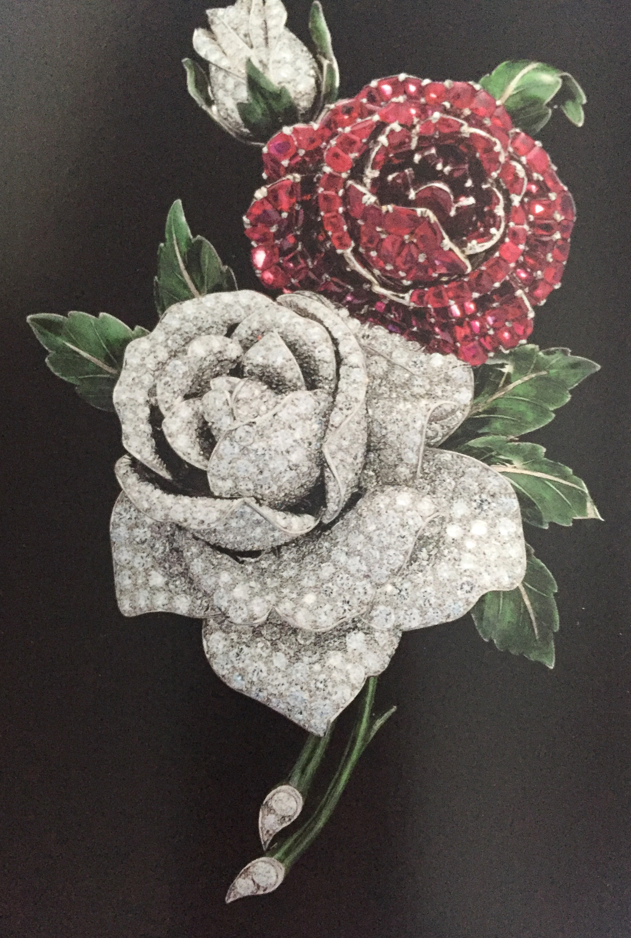 Diamond, ruby and emerald floral brooch by Oscar Heyman. 
