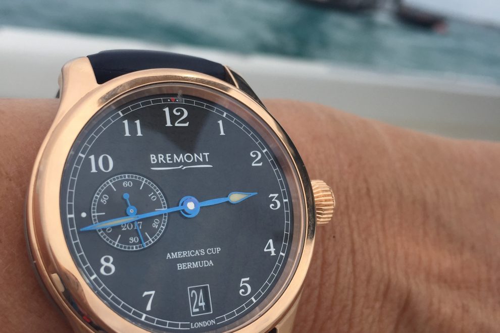 IMG_1779 Bremont AC35 America's Cup Bermuda watch in 18-karat rose gold -- on the water during the final races for the 35th America's Cup.