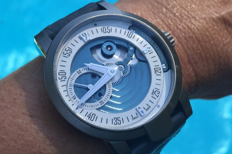 IMG_2541 Armin Strom Cameleon Manual watch configurated in deep aquamarine colors.