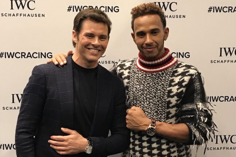 IMG_3346 IWC brand ambassadors James Marsden, actor, and F1 driver Lewis Hamilton at IWC New York.