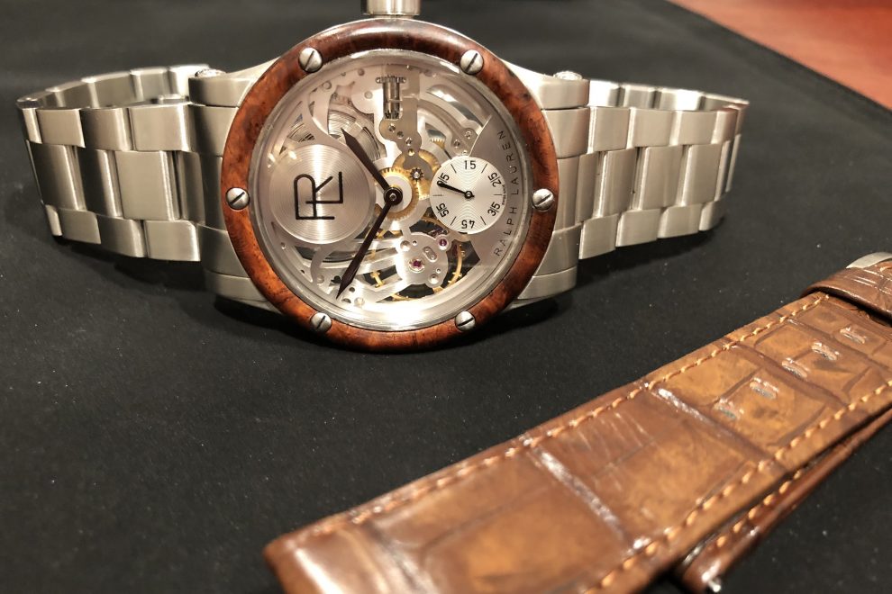 IMG_4321 The new Ralph Lauren Automotive 45mm Skeleton Steel watch is sold with interchangeable strap/bracelet.