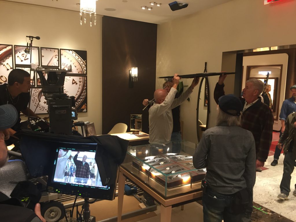 Behind the scenes at Wempe Jewelers in New York for the filming of episode 4 of "Billions." 