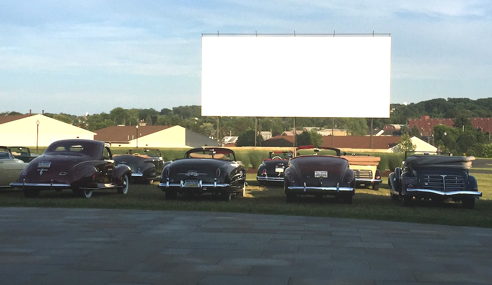 The drive-in movie screen on the NB Center property is one of the largest ever built in its day. (Photo: R. Naas, ATimelyPerspective)