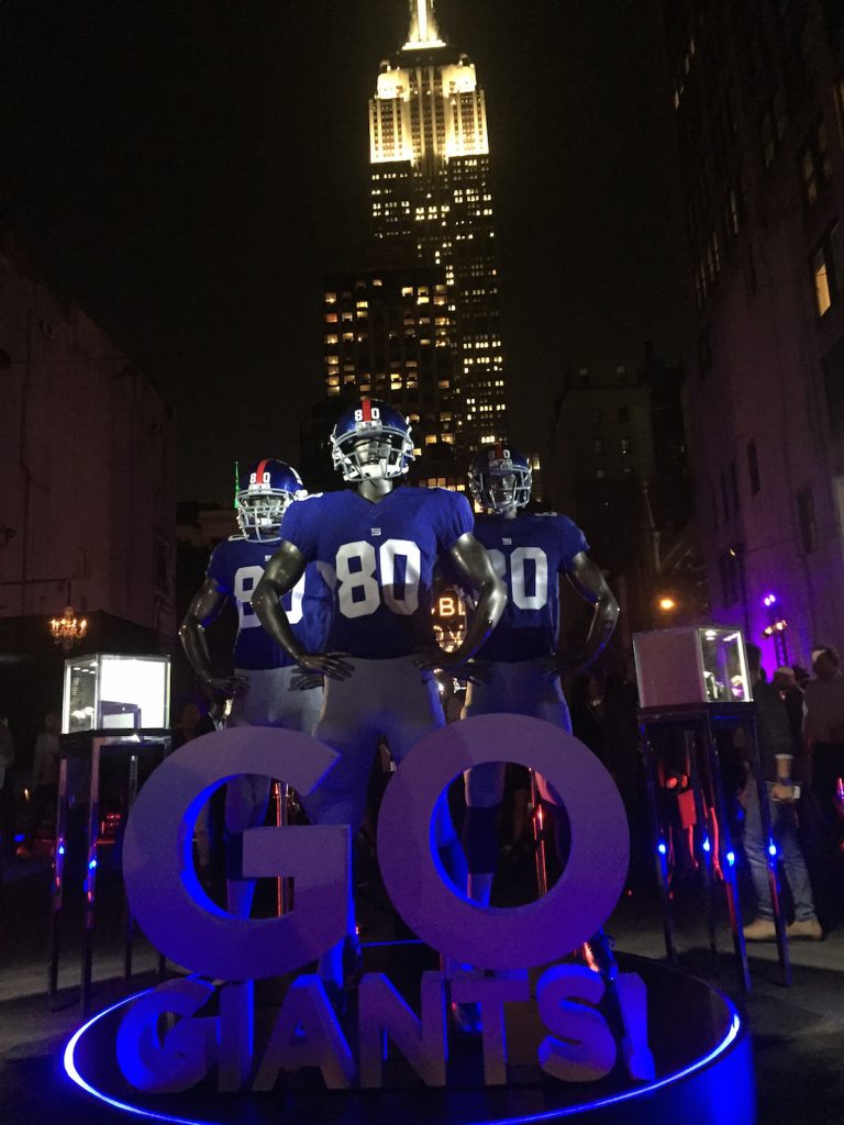 The New York Giants and Hublot, along with Victor Cruz (Giants wide receiver, # 80) unveiled the partnership and watch at an historic luxury tailgating party with the Empire State Building as the backdrop. (Photo: R. Naas) 