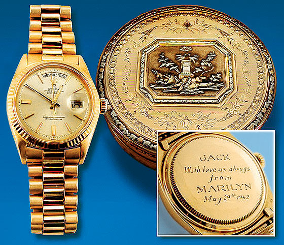 Marilyn Monroe gave President John F. Kennedy an engraved watch, which he quickly gave away. 