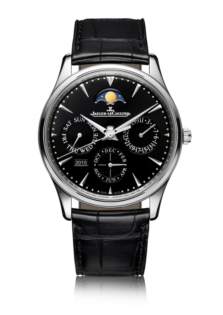The new Jaeger-LeCoultre Master Ultra Thin Perpetual watch is powered by the Jaeger-LeCoultre336-part automatic Caliber 868, and, when cased, the watch measures just 9.2mm in height. It offers indication of year, date, day, month, moon phases, as well as hours, minutes, seconds 