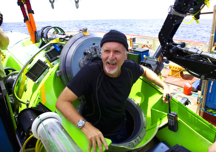 James Cameron after the successful dive with Rolex DEEPSEA CHALLENGE on the robotic arm of the Challenger