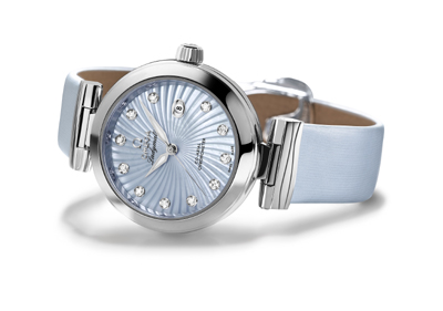 Omega Ladymatic with pale blue mother of pearl dial and Co-Axial movement 