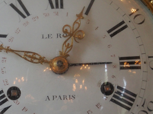 Close up look at the elegant LeRoy clock dial. 