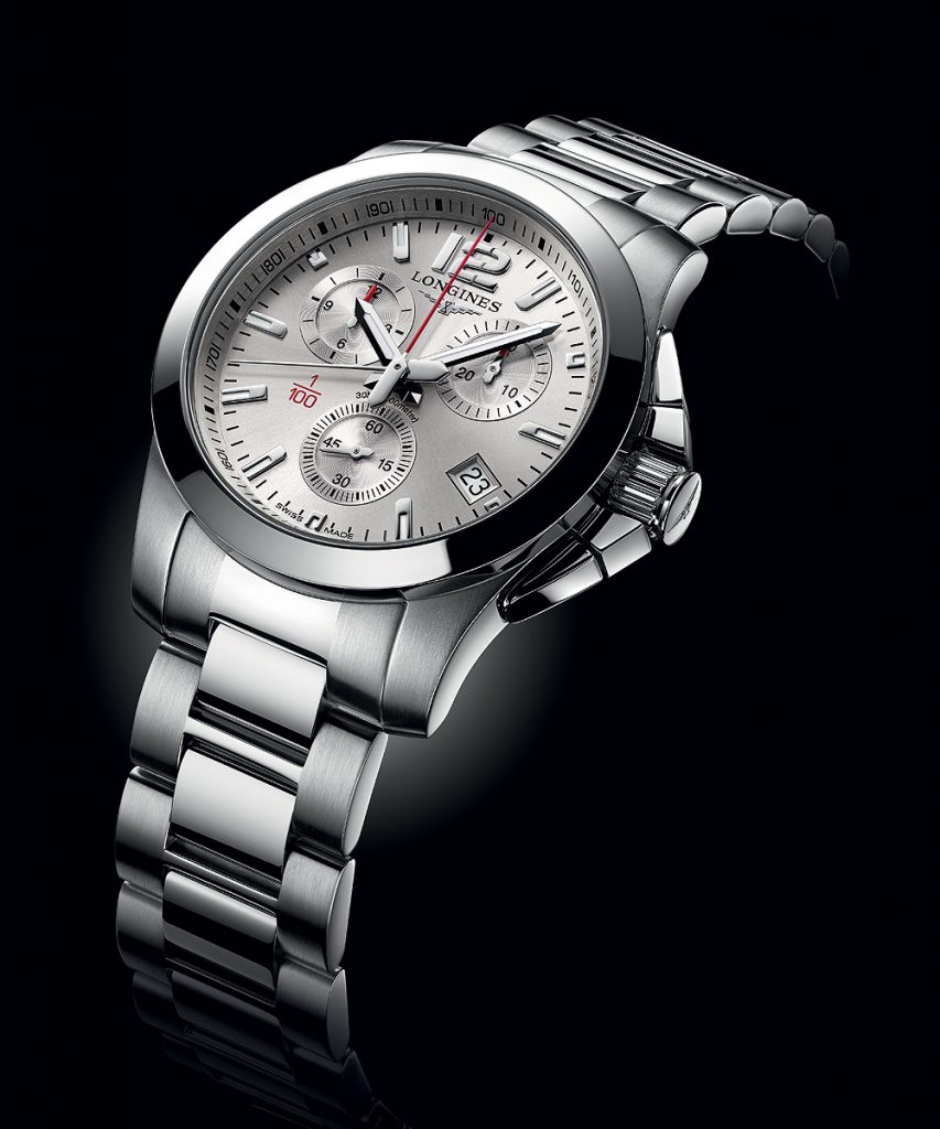 The stainless steel Longines Conquest Horse Racing watch is priced at $1,600.
