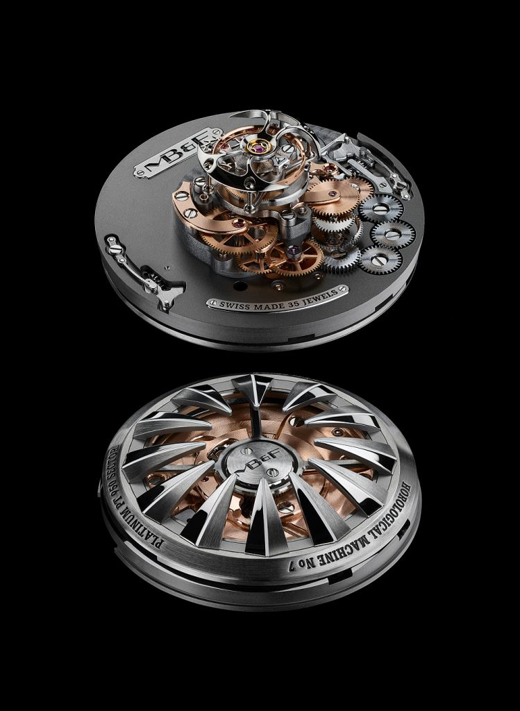 The movement of the MB&F HM7 Aquapod watch consists of 303 parts. 