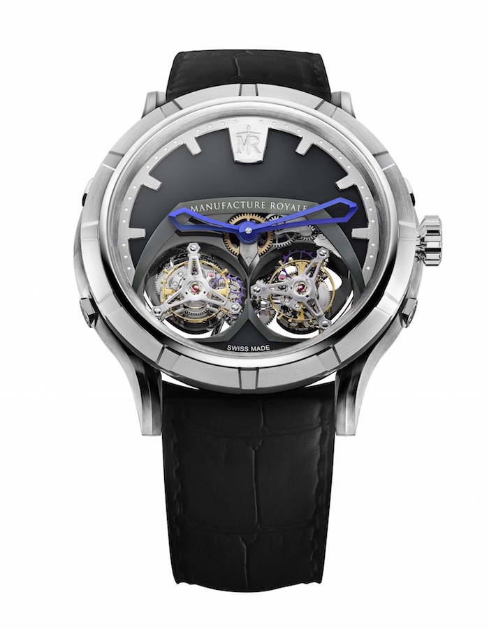 The Manufacture Royale Micromegas features two flying tourbillons -- each rotating at different speeds 